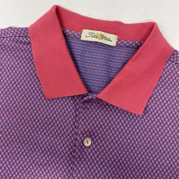 Excellent Polo Shirt Size L Purple Peter Millar Double Mercerized Cotton - Picture 4 of 5